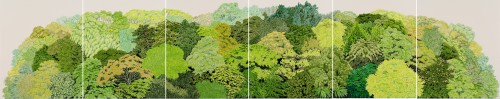吉田夏奈《FACE TO THE GREEN》2013年　クレヨン、オイルパステル、紙　各110×93.5cm　作家蔵　撮影：早川宏一