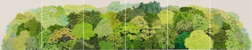 吉田夏奈《FACE TO THE GREEN》2013年　クレヨン、オイルパステル、紙　各110×93.5cm　作家蔵　撮影：早川宏一